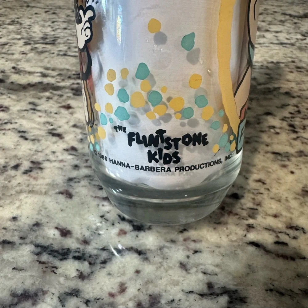 1986‎ Flintstone Kids Pizza Hut Glass Freddy Fred Hanna-Barbera Vintage